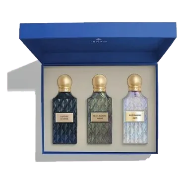 Sapphire Leather, Black Diamond Incense & Blue Diamond Aqua Gift Set by Ibraq
